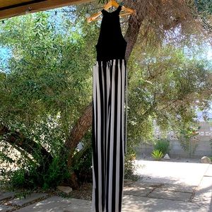 Y&I Clothing Black & White Stripped Jumpsuits - Size Large